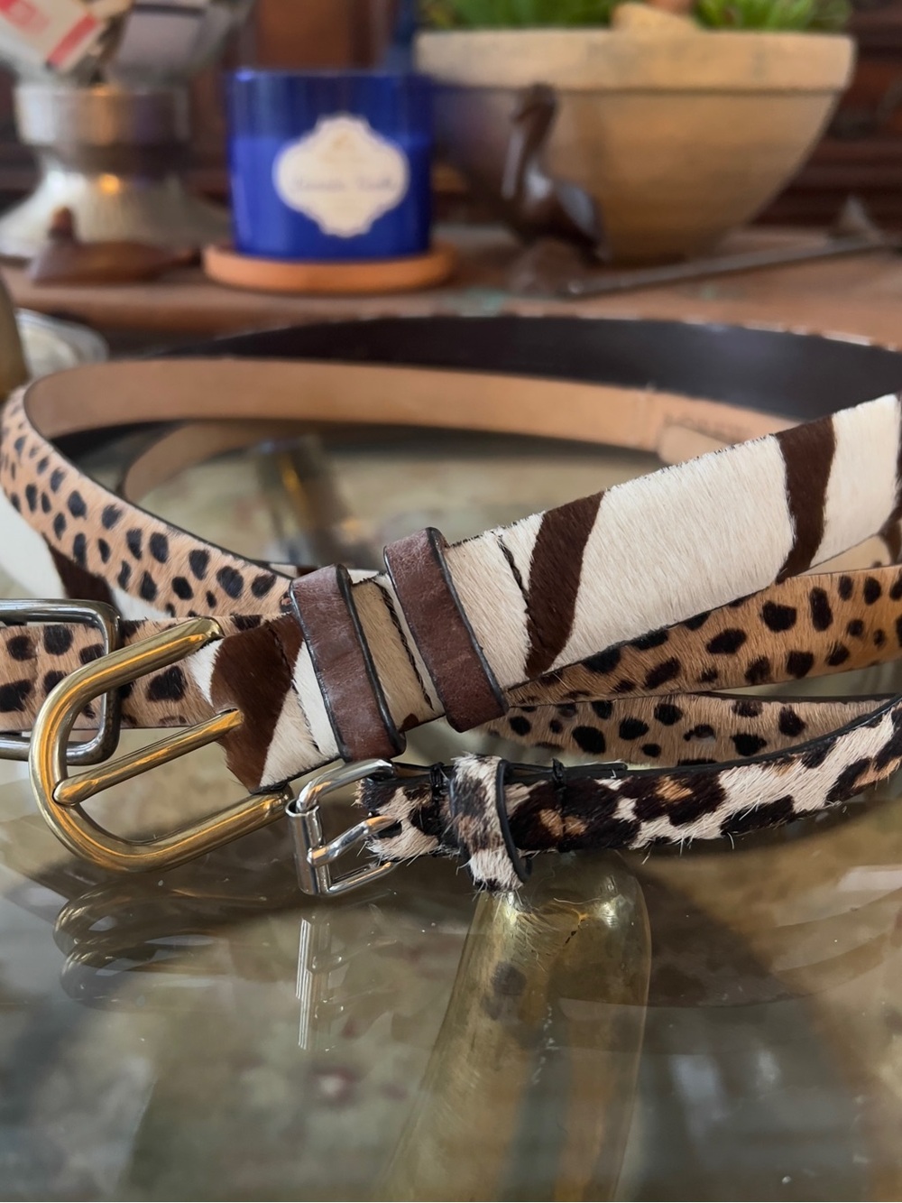 Lot of Animal Print Cow Hide Belts